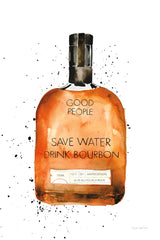Save Water Drink Bourbon by Mercedes Lopez Charro. SKU 66450h. Archival Giclee Fine art print for wall decor.