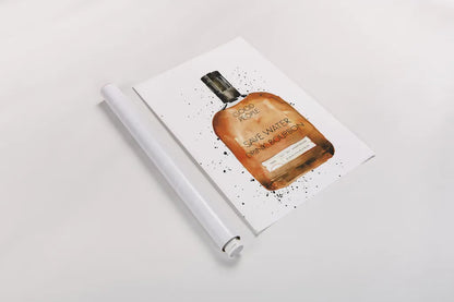 Save Water Drink Bourbon by Mercedes Lopez Charro. shown as a rolled paper print. Available as archival giclee rolled canvas, fine art paper, or poster print. SKU 66450h.