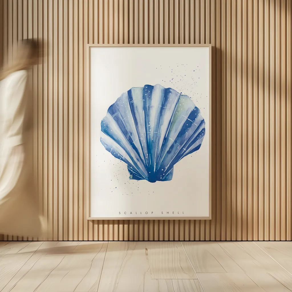 Scallop Shell by Mercedes Lopez Charro. shown as over sized large wall art. Available as an archival giclee rolled canvas, fine art paper, or poster print. SKU 69379h.