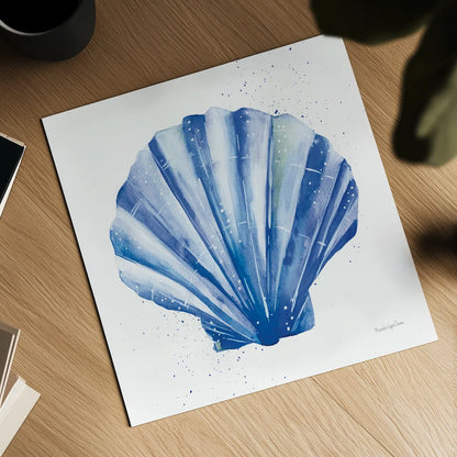 Scallop Shell Sq by Mercedes Lopez Charro. Shown as a detailed flat fine art print, highlighting archival giclee quality. Available as an archival giclee rolled canvas, fine art paper, or poster print. SKU 70066a.