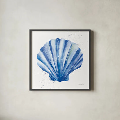 Scallop Shell Sq by Mercedes Lopez Charro. Shown in a sleek black glass frame for a contemporary gallery look. Available as an archival giclee rolled canvas, fine art paper, or poster print. SKU 70066a.
