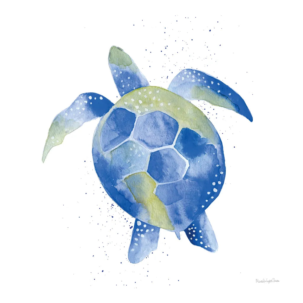 Sea Turtle by Mercedes Lopez Charro. SKU 69380a. Archival Giclee Fine art print for wall decor.