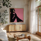 She is Everything I by Mercedes Lopez Charro. Shown in a natural wood frame in a cozy modern living room. Available as an archival giclee rolled canvas, fine art paper, or poster print. SKU 71322a.