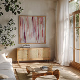 Shortcake I by Mercedes Lopez Charro. Shown in a natural wood frame in a cozy modern living room. Available as an archival giclee rolled canvas, fine art paper, or poster print. SKU 101411a.