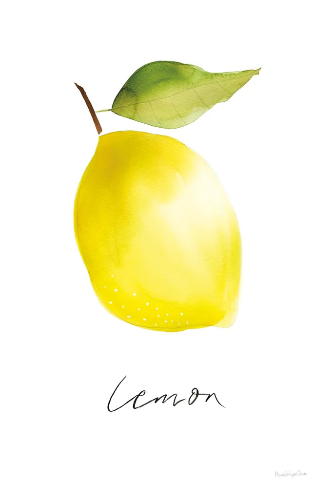 Single Lemon by Mercedes Lopez Charro. SKU 67136h. Archival Giclee Fine art print for wall decor.