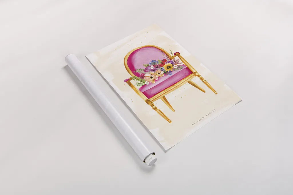 Sitting Pretty I by Mercedes Lopez Charro. shown as a rolled paper print. Available as archival giclee rolled canvas, fine art paper, or poster print. SKU 72238h.