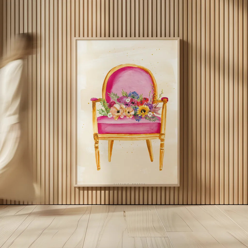 Sitting Pretty I by Mercedes Lopez Charro. shown as over sized large wall art. Available as an archival giclee rolled canvas, fine art paper, or poster print. SKU 72238h.