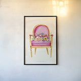 Sitting Pretty I by Mercedes Lopez Charro. shown as a paper print in a black flame. Available as a archival giclee rolled canvas, fine art paper, or poster print. SKU 72238h.