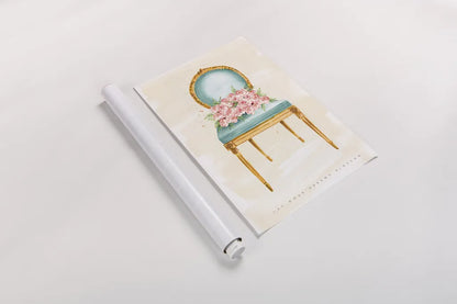 Sitting Pretty II by Mercedes Lopez Charro. shown as a rolled paper print. Available as archival giclee rolled canvas, fine art paper, or poster print. SKU 72239h.