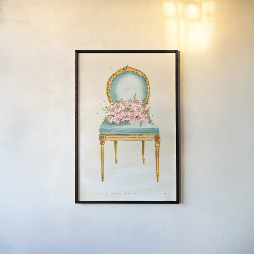 Sitting Pretty II by Mercedes Lopez Charro. shown as a paper print in a black flame. Available as a archival giclee rolled canvas, fine art paper, or poster print. SKU 72239h.