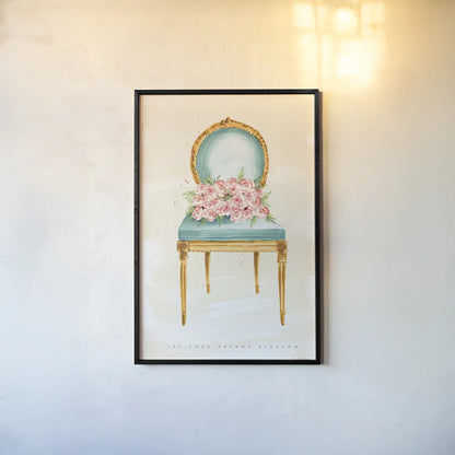 Sitting Pretty II by Mercedes Lopez Charro. shown as a paper print in a black flame. Available as a archival giclee rolled canvas, fine art paper, or poster print. SKU 72239h.