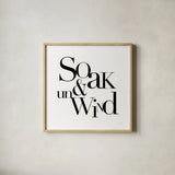 Soak and Unwind by Mercedes Lopez Charro. Shown in a natural wood glass frame for a timeless modern aesthetic. Available as an archival giclee rolled canvas, fine art paper, or poster print. SKU 75812a.