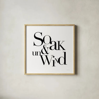 Soak and Unwind by Mercedes Lopez Charro. Shown in a natural wood glass frame for a timeless modern aesthetic. Available as an archival giclee rolled canvas, fine art paper, or poster print. SKU 75812a.