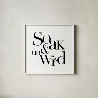 Soak and Unwind by Mercedes Lopez Charro. Shown in a crisp white glass frame for a clean and minimalist style. Available as an archival giclee rolled canvas, fine art paper, or poster print. SKU 75812a.
