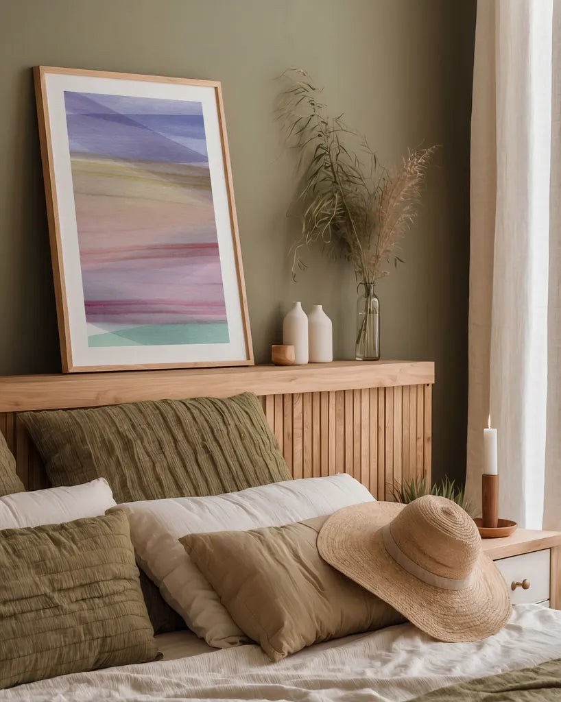 Soft Summer II Warm by Mercedes Lopez Charro. shown as a paper print in a natural frame. Available as a archival giclee rolled canvas, fine art paper, or poster print. SKU 66369h.