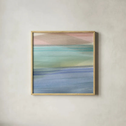 Soft Summer III by Mercedes Lopez Charro. Shown in a natural wood glass frame for a timeless modern aesthetic. Available as an archival giclee rolled canvas, fine art paper, or poster print. SKU 66364a.