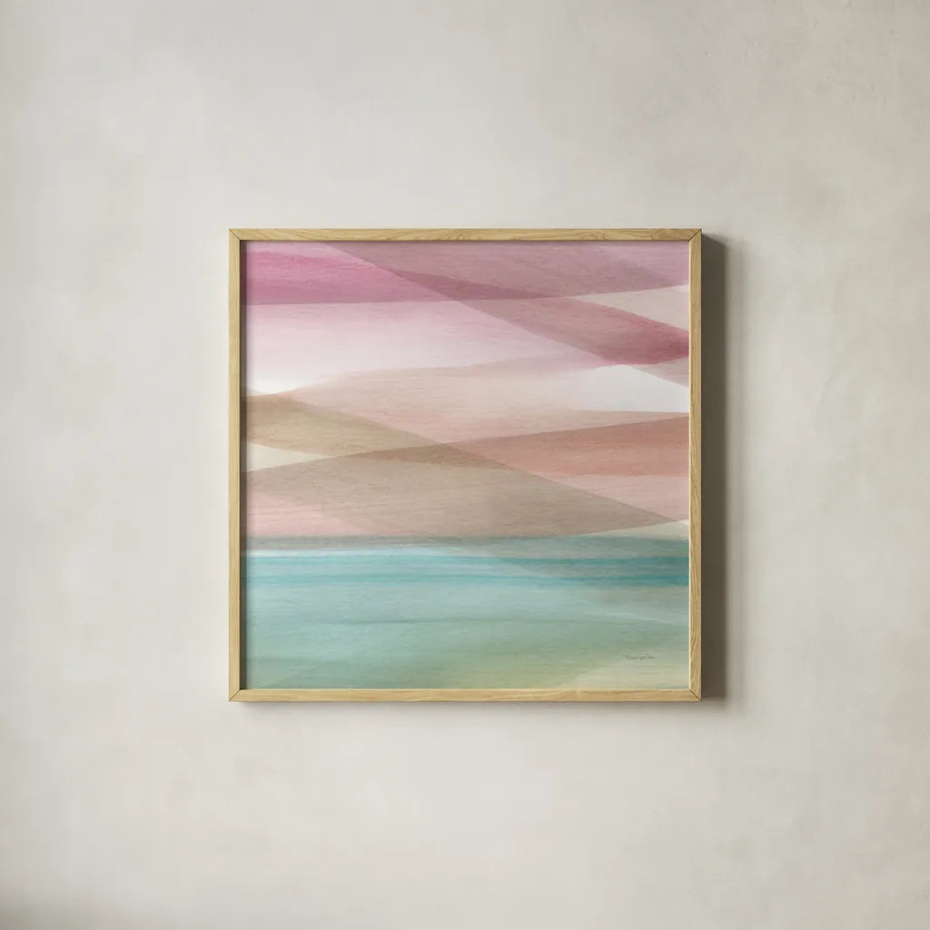 Soft Summer V by Mercedes Lopez Charro. Shown in a natural wood glass frame for a timeless modern aesthetic. Available as an archival giclee rolled canvas, fine art paper, or poster print. SKU 66366a.