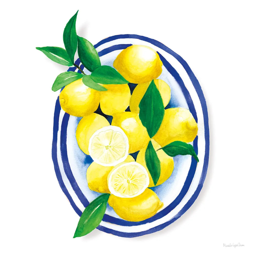 Spanish Lemons I by Mercedes Lopez Charro. SKU 66360a. Archival Giclee Fine art print for wall decor.