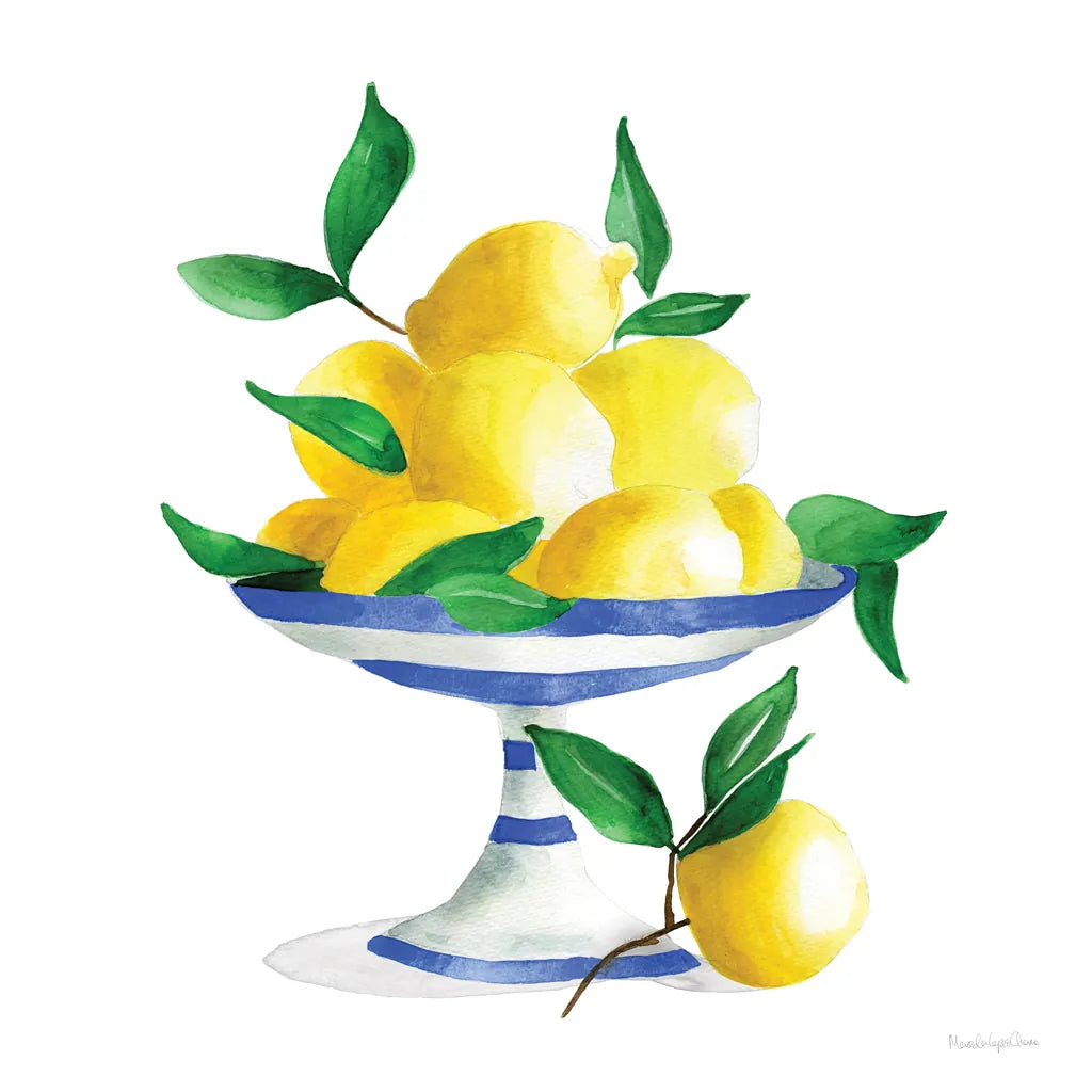 Spanish Lemons II by Mercedes Lopez Charro. SKU 66361a. Archival Giclee Fine art print for wall decor.