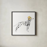 Spring Dalmatian by Mercedes Lopez Charro. Shown in a sleek black glass frame for a contemporary gallery look. Available as an archival giclee rolled canvas, fine art paper, or poster print. SKU 97149a.