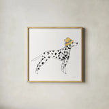 Spring Dalmatian by Mercedes Lopez Charro. Shown in a natural wood glass frame for a timeless modern aesthetic. Available as an archival giclee rolled canvas, fine art paper, or poster print. SKU 97149a.