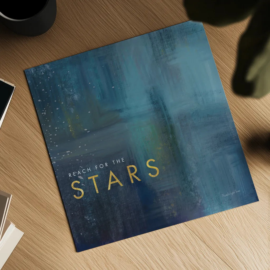 Stars Gold by Mercedes Lopez Charro. Shown as a detailed flat fine art print, highlighting archival giclee quality. Available as an archival giclee rolled canvas, fine art paper, or poster print. SKU 74524a.