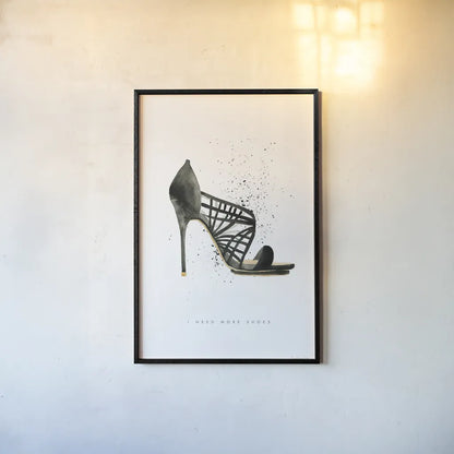 Stiletto Style I by Mercedes Lopez Charro. shown as a paper print in a black flame. Available as a archival giclee rolled canvas, fine art paper, or poster print. SKU 67957h.