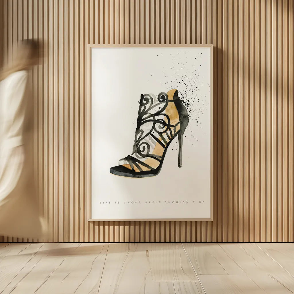 Stiletto Style II by Mercedes Lopez Charro. shown as over sized large wall art. Available as an archival giclee rolled canvas, fine art paper, or poster print. SKU 67958h.