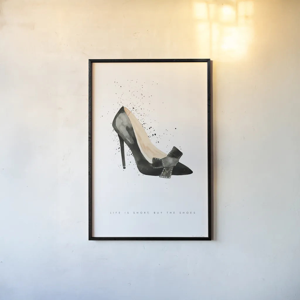 Stiletto Style III by Mercedes Lopez Charro. shown as a paper print in a black flame. Available as a archival giclee rolled canvas, fine art paper, or poster print. SKU 67959h.