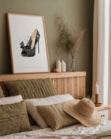 Stiletto Style IV by Mercedes Lopez Charro. shown as a paper print in a natural frame. Available as a archival giclee rolled canvas, fine art paper, or poster print. SKU 67960h.