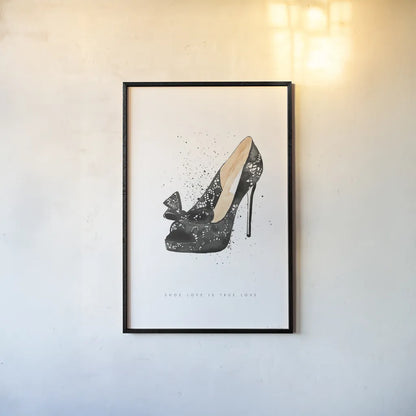 Stiletto Style IV by Mercedes Lopez Charro. shown as a paper print in a black flame. Available as a archival giclee rolled canvas, fine art paper, or poster print. SKU 67960h.