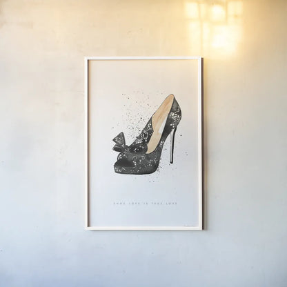 Stiletto Style IV by Mercedes Lopez Charro. shown as a paper print in a white frame. Available as a archival giclee rolled canvas, fine art paper, or poster print. SKU 67960h.