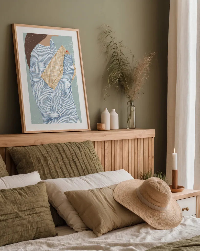 Striped I by Mercedes Lopez Charro. shown as a paper print in a natural frame. Available as a archival giclee rolled canvas, fine art paper, or poster print. SKU 85784h.