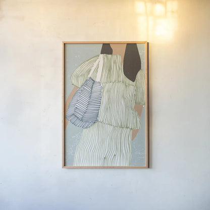 Striped II by Mercedes Lopez Charro. shown as a paper print in a natural frame. Available as a archival giclee rolled canvas, fine art paper, or poster print. SKU 85785h.