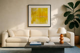 Sunshine by Mercedes Lopez Charro. Displayed in a glass frame with matte in a clean modern living room. Available as an archival giclee rolled canvas, fine art paper, or poster print. SKU 67817a.