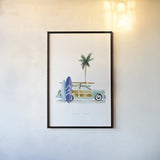 Surf Days I by Mercedes Lopez Charro. shown as a paper print in a black flame. Available as a archival giclee rolled canvas, fine art paper, or poster print. SKU 70236h.