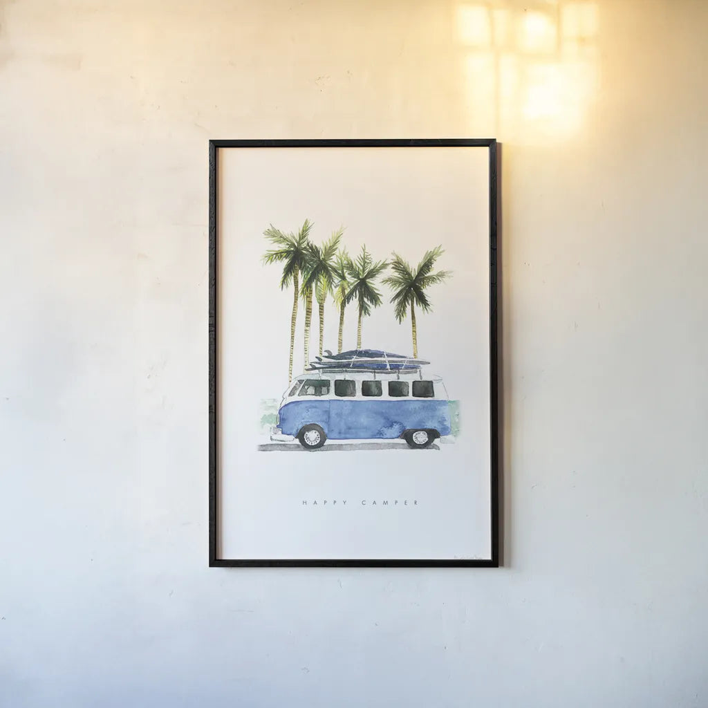 Surf Days II by Mercedes Lopez Charro. shown as a paper print in a black flame. Available as a archival giclee rolled canvas, fine art paper, or poster print. SKU 70237h.