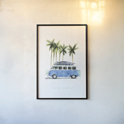 Surf Days II by Mercedes Lopez Charro. shown as a paper print in a black flame. Available as a archival giclee rolled canvas, fine art paper, or poster print. SKU 70237h.