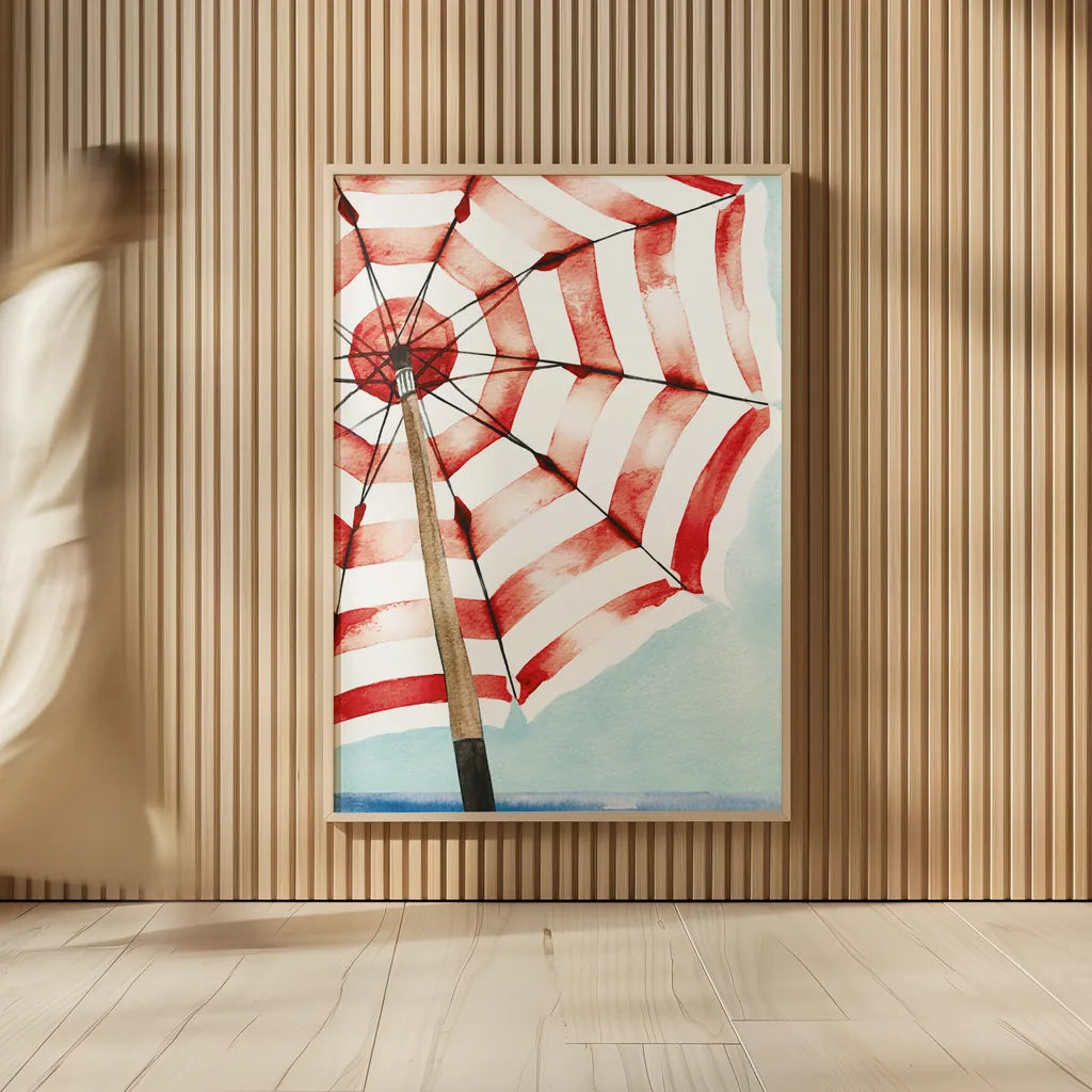 Surf and Sun I Red by Mercedes Lopez Charro. shown as over sized large wall art. Available as an archival giclee rolled canvas, fine art paper, or poster print. SKU 88624h.