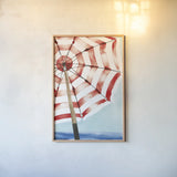 Surf and Sun I Red by Mercedes Lopez Charro. shown as a paper print in a natural frame. Available as a archival giclee rolled canvas, fine art paper, or poster print. SKU 88624h.