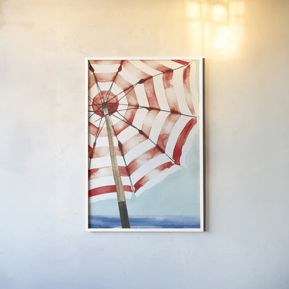 Surf and Sun I Red by Mercedes Lopez Charro. shown as a paper print in a white frame. Available as a archival giclee rolled canvas, fine art paper, or poster print. SKU 88624h.