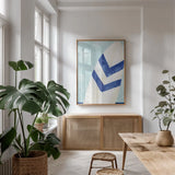 Surf and Sun II by Mercedes Lopez Charro. shown as a print in a natural wood frame in a dining room. Available as a archival giclee rolled canvas, fine art paper, or poster print. SKU 70155h.