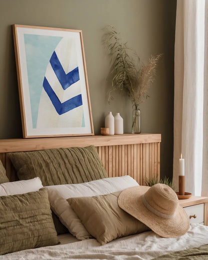 Surf and Sun II by Mercedes Lopez Charro. shown as a paper print in a natural frame. Available as a archival giclee rolled canvas, fine art paper, or poster print. SKU 70155h.