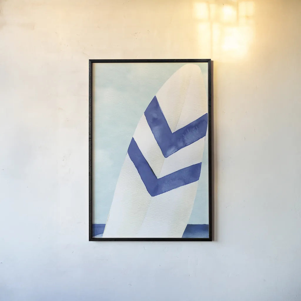 Surf and Sun II by Mercedes Lopez Charro. shown as a paper print in a black flame. Available as a archival giclee rolled canvas, fine art paper, or poster print. SKU 70155h.