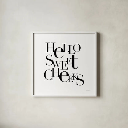 Sweet Cheeks by Mercedes Lopez Charro. Shown in a crisp white glass frame for a clean and minimalist style. Available as an archival giclee rolled canvas, fine art paper, or poster print. SKU 75814a.