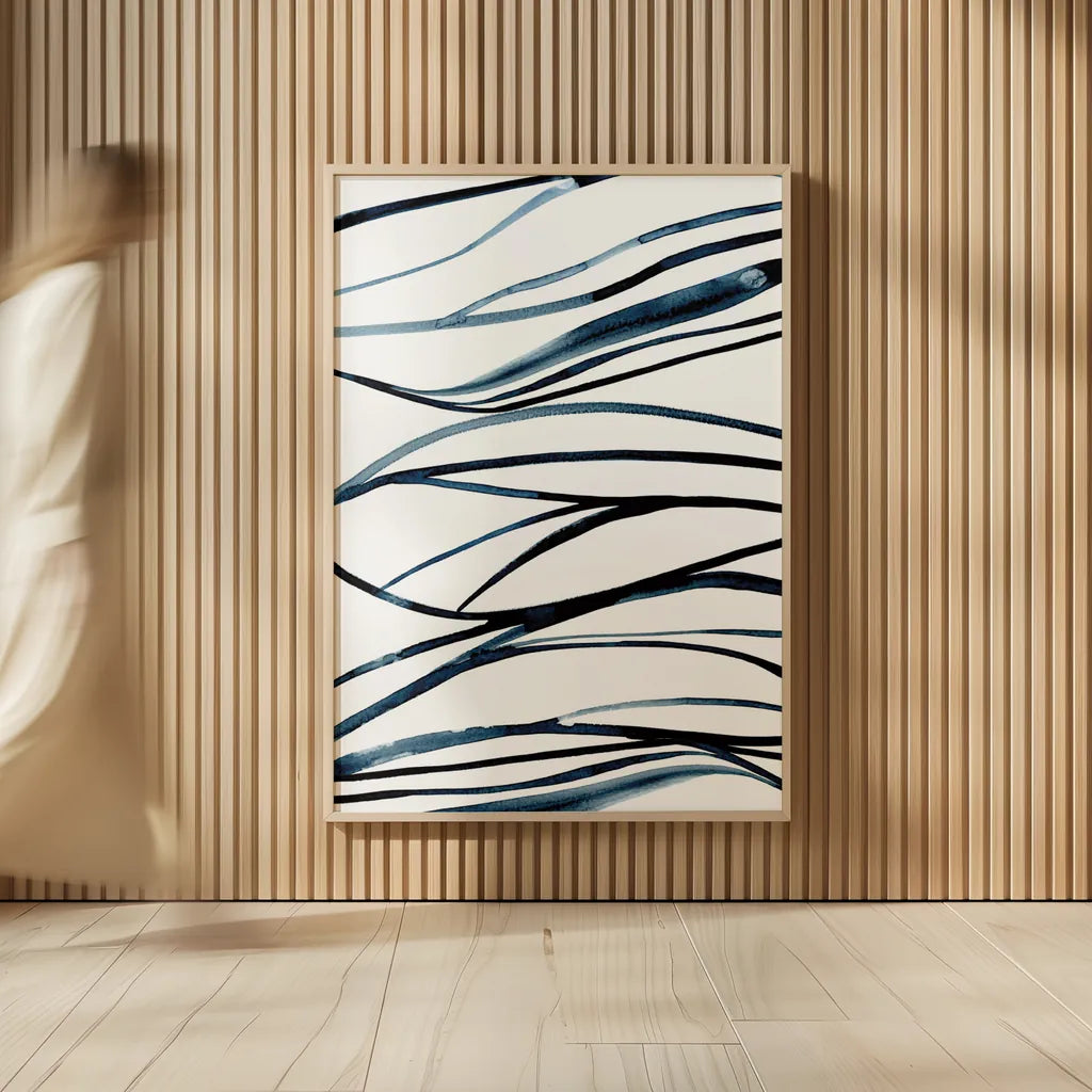 Threads of Blue I by Mercedes Lopez Charro. shown as over sized large wall art. Available as an archival giclee rolled canvas, fine art paper, or poster print. SKU 79528h.