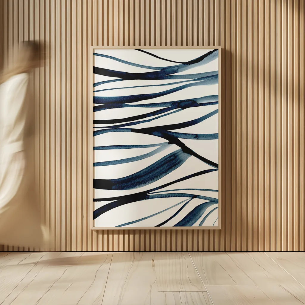 Threads of Blue II by Mercedes Lopez Charro. shown as over sized large wall art. Available as an archival giclee rolled canvas, fine art paper, or poster print. SKU 79529h.