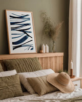 Threads of Blue II by Mercedes Lopez Charro. shown as a paper print in a natural frame. Available as a archival giclee rolled canvas, fine art paper, or poster print. SKU 79529h.
