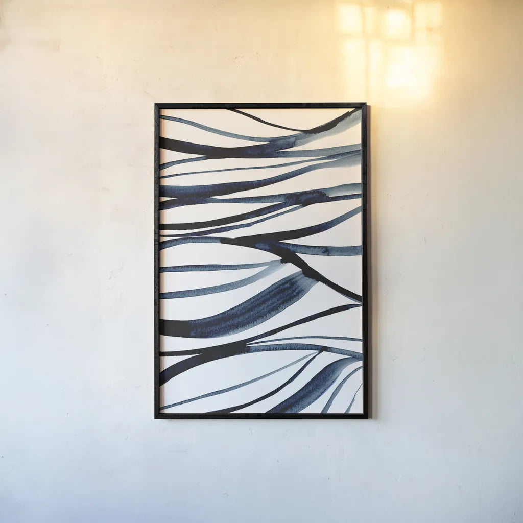 Threads of Blue II by Mercedes Lopez Charro. shown as a paper print in a black flame. Available as a archival giclee rolled canvas, fine art paper, or poster print. SKU 79529h.