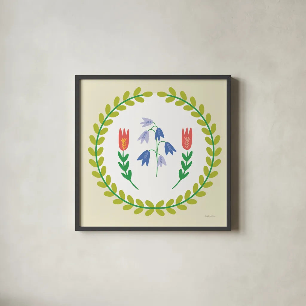 Time To Bloom III by Mercedes Lopez Charro. Shown in a sleek black glass frame for a contemporary gallery look. Available as an archival giclee rolled canvas, fine art paper, or poster print. SKU 83293a.